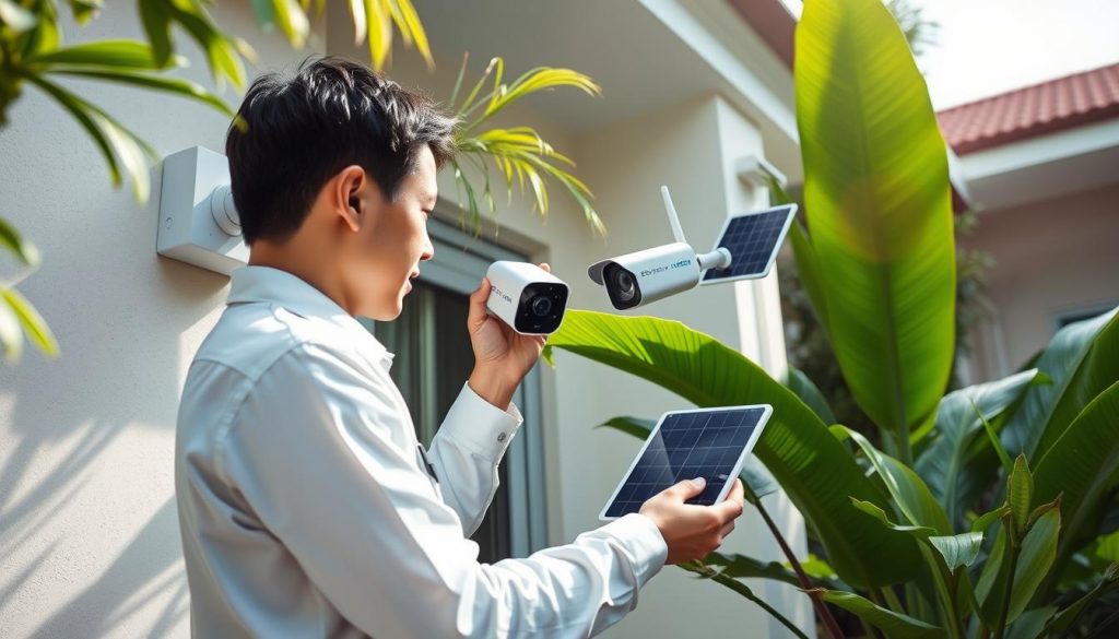 installing solar powered security camera