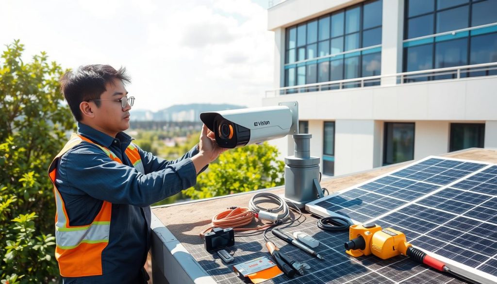 solar camera installation