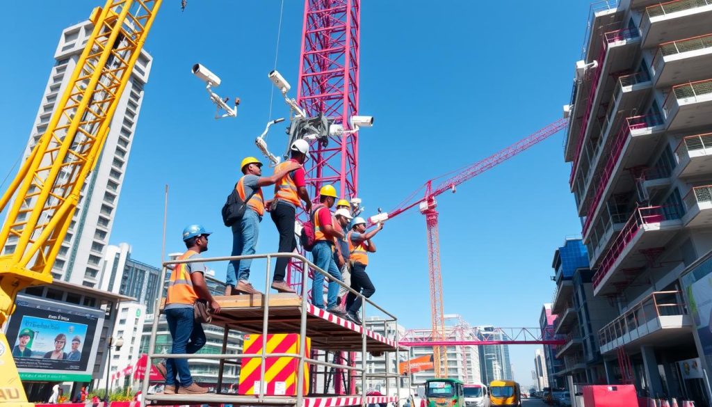 CCTV system installation for construction site security