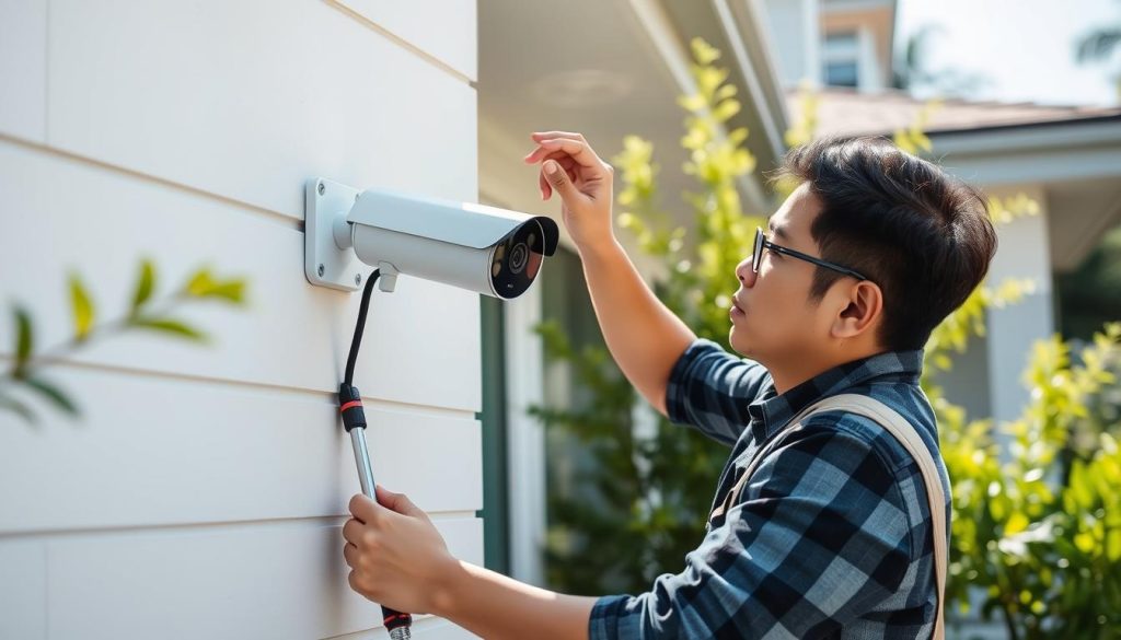 installation of solar outdoor camera