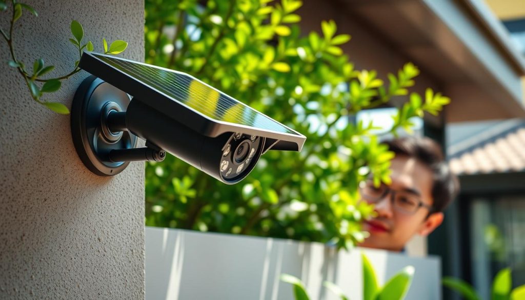 solar-powered security outdoor camera solar panel